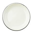 Tablecraft Enamelware Collection Round Creamy White with Black Rim Coupe Plate, 36 Ounce Capacity