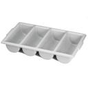 Tablecraft Plastic Gray 4 Compartment Cutlery Bin -- 12 per case
