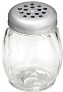 Tablecraft Chrome Plated Perforated Plastic Top Swirl Glass Shaker, 6 Ounce -- 12 per case.