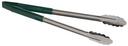 Tablecraft Stainless Steel Vinyl-Coated Tong with Green Handle, 12 inch