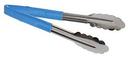 Tablecraft Stainless Steel Vinyl-Coated Tong with Blue Handle, 9 inch