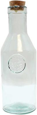 Tablecraft Authentic Collection Recycled Green Glass Resealable Bottle with Cork, 33.8 Ounce