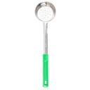 Tablecraft Stainless Steel Perforated One Piece Spoonout with Green Handle, 4 Ounce