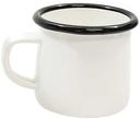 Tablecraft Enamelware Collection Creamy White with Black Rim Mug, 6 Ounce