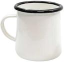 Tablecraft Enamelware Collection Creamy White with Black Rim Mug, 16 Ounce