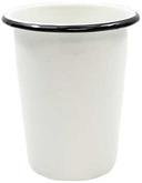 Tablecraft Enamelware Collection Creamy White with Black Rim Tumbler Cup, 16 Ounce