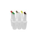 Tablecraft PourMaster Complete 1 Quart White Pour Bottle Kit with Assorted Color Spouts -- 12 per case