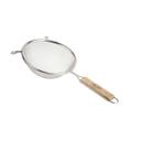 Tablecraft Tin Plated Single Medium Mesh Strainer with Wood Handle, 6.25 inch Dia.