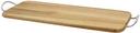 Tablecraft Acacia Collection Rectangular Wood Serving Board with Brushed Nickel Plated Handle, 16.5 x 6.125 x 1.25 inch