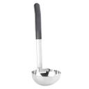 Tablecraft Antimicrobial Black Vinyl Coated Stainless Steel 6 Ounce Ladle with 9 inch Handle, 4 x 3.5 x 10.625 inch