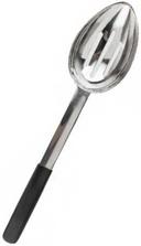 Tablecraft Anti Microbial Black Vinyl Coated Stainless Steel Slotted Spoon, 4 Ounce