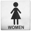 Tablecraft Contemporary Stainless Steel Women Restroom Sign, 5 x 5 inch