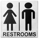 Tablecraft Contemporary Stainless Steel Women/Men Restroom Sign, 5 x 5 inch