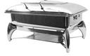 Tablecraft Quick View Stainless Steel Polished Finish Full Size Fuel Chafer with Stand and Window, 22.75 x 18 x 13 inch
