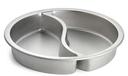 Tablecraft Replacement Stainless Steel Round Divided Food Pan for Round Chafers, 15 inch Dia