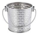 Tablecraft Stainless Steel with Embossed Brick Pattern Round Pail with Handle, 3.125 x 3.125 x 3.25 inch