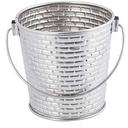 Tablecraft Stainless Steel with Embossed Brick Pattern Round Pail with Handle, 4.125 x 4.125 x 3.75 inch