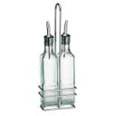 Tablecraft Prima Oil and Vinegar Bottle with Chrome Plated Rack Set -- 6 per case