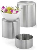 Tablecraft Round Brushed Stainless Steel Three Piece Nesting Riser Set -- 1 set