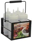 Tablecraft Black Powder Coated Squeeze Bottle Caddy with Handle, 7.25 x 7.25 x 4.875 inch -- 2 per case.
