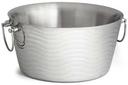 Tablecraft Wave Pattern Stainless Steel Round Double Wall Beverage Tub, 14.5 x 14.5 x 7.5 inch