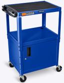 Luxor Blue Adjustable Height Steel AV Cart with Cabinet, 24 x 18 x 24 to 42 inch Height
