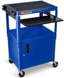 Luxor Blue Adjustable Height Steel Cabinet AV Cart with Pullout Keyboard Tray, 24 x 18 x 24 to 42 inch in 2 inch increments