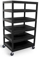 Luxor Black Six Flat Shelf Structural Foam Plastic Cart, 32 x 24 x 58.25 inch Height