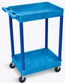 Luxor Blue Tub Cart with Two Shelves, 24 x 18 x 37.5 inch Height