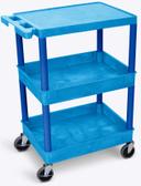 Luxor Blue Flat Top and Tub Middle/Bottom Shelf Cart, 24 x 18 x 36.5 inch Height