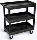 Luxor Black Heavy Duty Three 32 x 18 inch Tub Shelves Cart