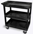 Luxor Black Three 32 x 18 inch Tub Shelf Cart with 5 inch Casters