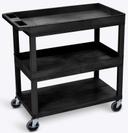 Luxor Black 32 x 18 inch Shelves Cart with 2 Tub and One Flat Shelves
