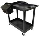 Luxor Black Two 32 x 18 inch Tub Shelves Cart with Outrigger Utility Cart Bins