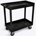 Luxor Black Two 32 x 18 inch Tub Shelves Cart with 5 inch Casters
