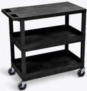 Luxor Black 32 x 18 inch Shelves Cart with Two Tub/One Flat Shelves