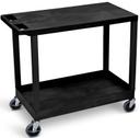 Luxor Black 32 x 18 inch Shelves Cart with One Tub/One Flat Shelves
