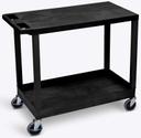 Luxor Black 32 x 18 inch Shelves Cart with One Tub/One Flat Shelves