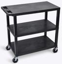 Luxor Black Three 32 x 18 inch Flat Shelves Cart