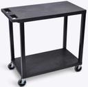 Luxor Black Two 32 x 18 inch Flat Shelves Cart