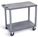 Luxor Gray Heavy Duty Two 32 x 18 inch Flat Shelves Cart