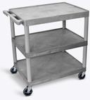 Luxor Gray Three Shelves Structural Foam Plastic Utility Cart, 35.25 x 24 x 33.5 inch Height