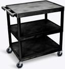 Luxor Black Three Shelves Structural Foam Plastic Utility Cart, 32 x 24 x 41 inch Height
