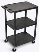 Luxor Black Three Shelves Structural Foam Plastic Utility Cart, 24 x 18 x 43 inch Height