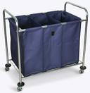 Luxor Blue Industrial Laundry Cart with Divided Canvas Bag, 38.5 x 24.75 x 36.5 inch Height