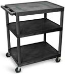 Luxor Black AV Cart with Three Shelves, 32 x 24 x 54.25 inch