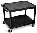 Luxor Black AV Cart with Two Shelves, 32 x 24 x 27 inch