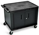 Luxor Black Cabinet AV Cart with Two Large Shelves, 32 x 24 x 27 inch