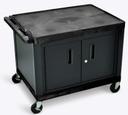 Luxor Black 2 Large Shelves Cabinet AV Cart with Electric Assembly, 32 x 24 x 27 inch Height