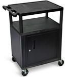 Luxor Black Cabinet AV Cart with Three Shelves, 24 x 18 x 34 inch